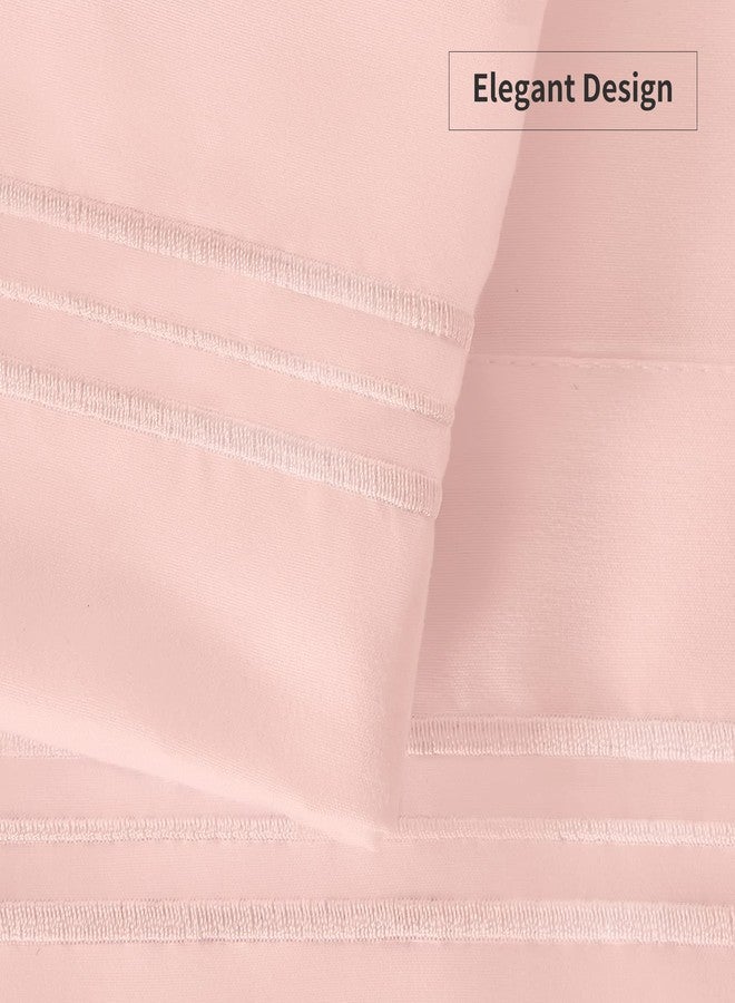 YIYEA Pillow Cases Standard Size Set of 4, Ultra Soft Double Brushed Microfiber Embroidered Pillowcases, Envelope Closure, Shrinkage and Fade Resistant Pillow Covers, 20"x26", Pink - Image 4