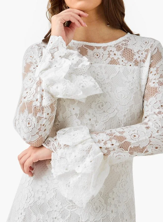 سبلاش فيڤ Lace Women Dress with Bell Sleeves
