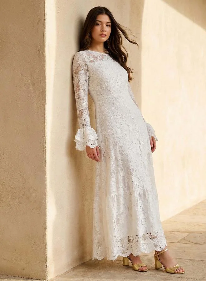 سبلاش فيڤ Lace Women Dress with Bell Sleeves