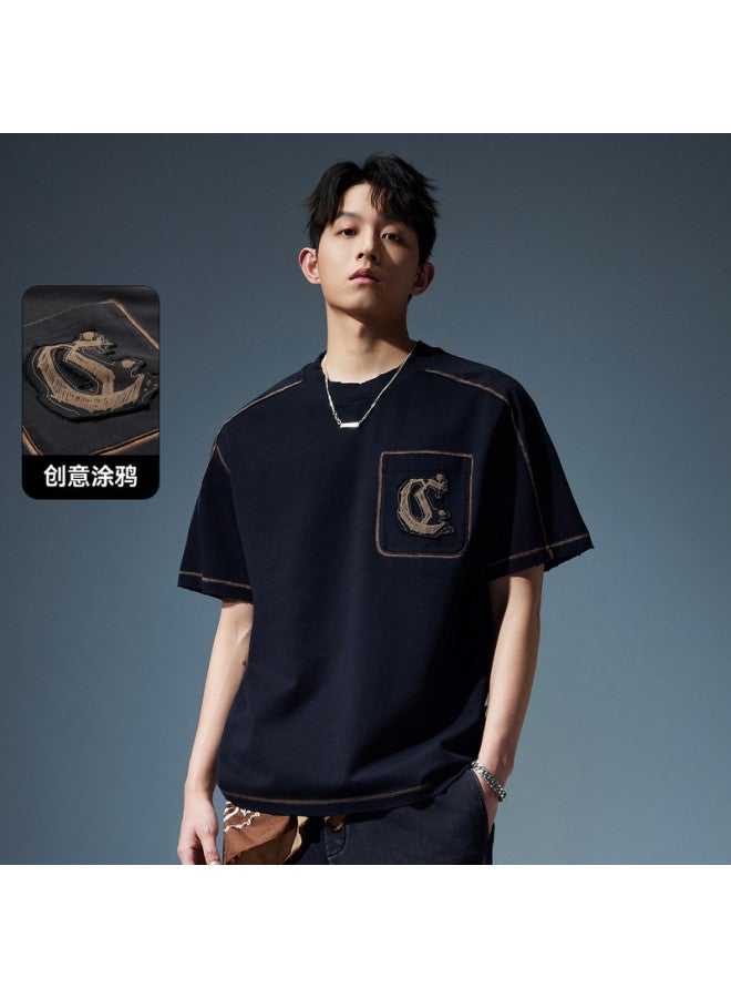 Cabbeen Short Sleeve Men's T-shirt Creative Graffiti Logo Casual Summer Short Sleeve T-shirt Men's Clothing - Image 2
