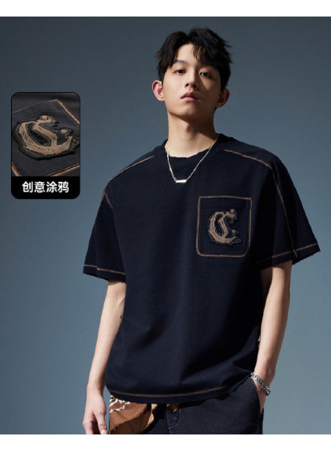 Cabbeen Short Sleeve Men's T-shirt Creative Graffiti Logo Casual Summer Short Sleeve T-shirt Men's Clothing - Image 1