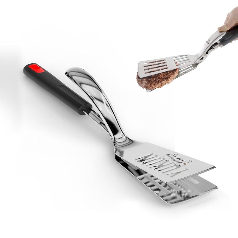 Yukon Glory Premium StainlessSteel RubberGrip TongsSpatula Perfect for Grilling Cooking Frying and Griddling