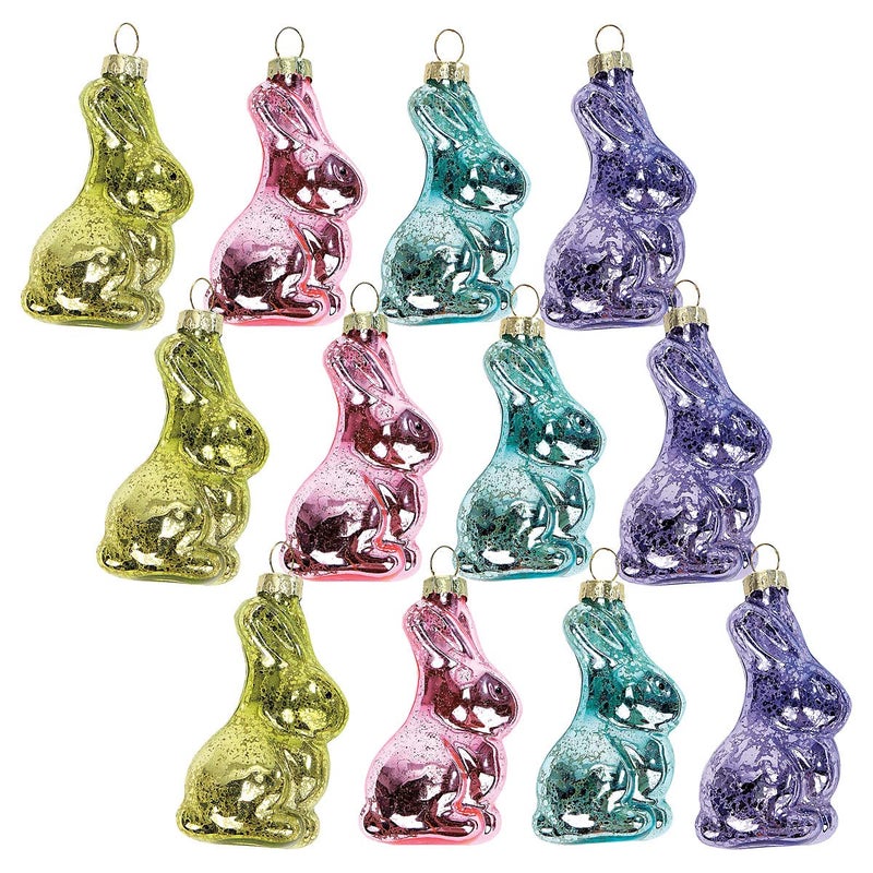 Lillian Vernon Lillian Vernon Bunny Blown Glass Easter Ornaments  Handcrafted Hanging Tree Decorations Easter Bunny Holiday  Party Decor 275 in Assorted 12Piece Set
