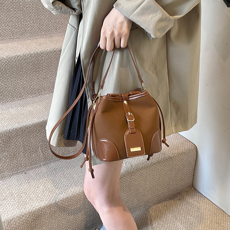Leopard Print Color-Blocked Women'S Bag Crossbody Bag Vintage Matte Niche Bucket Bag Versatile For Commuting - Image 4