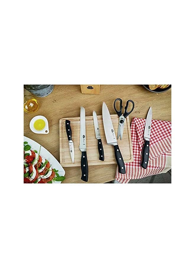 Ballarini - Brenta Slicing Knife, 16 cm. Satin finish German stainless steel with Forged bolster. Balanced & Safe Full tang construction. 3-rivet synthetic resin handle. - Image 1