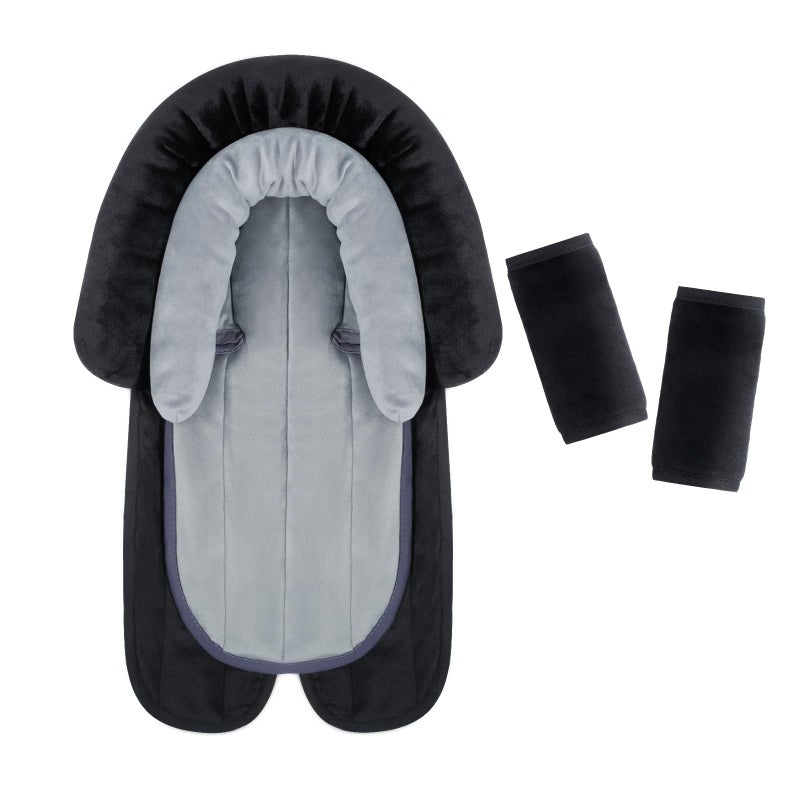 COOLBEBE New Babybody Support & Strap Covers Set for Newborn Infant Toddler- Extra Soft Stroller Cushion Pads Car Seat Insert, Perfect for Carseats, Strollers, Swings, Black - Image 1