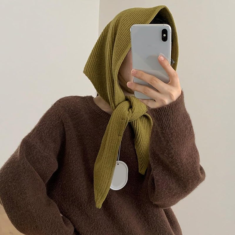 Blue Crosses Knit Triangle Scarf Super Soft Acrylic Thermal Winter Accessory Lightweight Foldable - Image 5