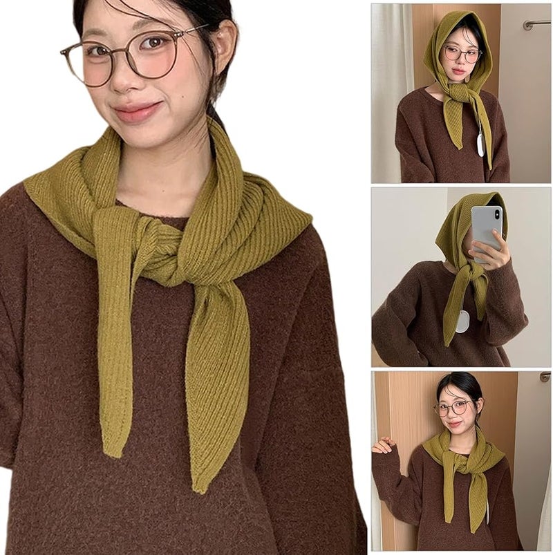 Blue Crosses Knit Triangle Scarf Super Soft Acrylic Thermal Winter Accessory Lightweight Foldable - Image 3