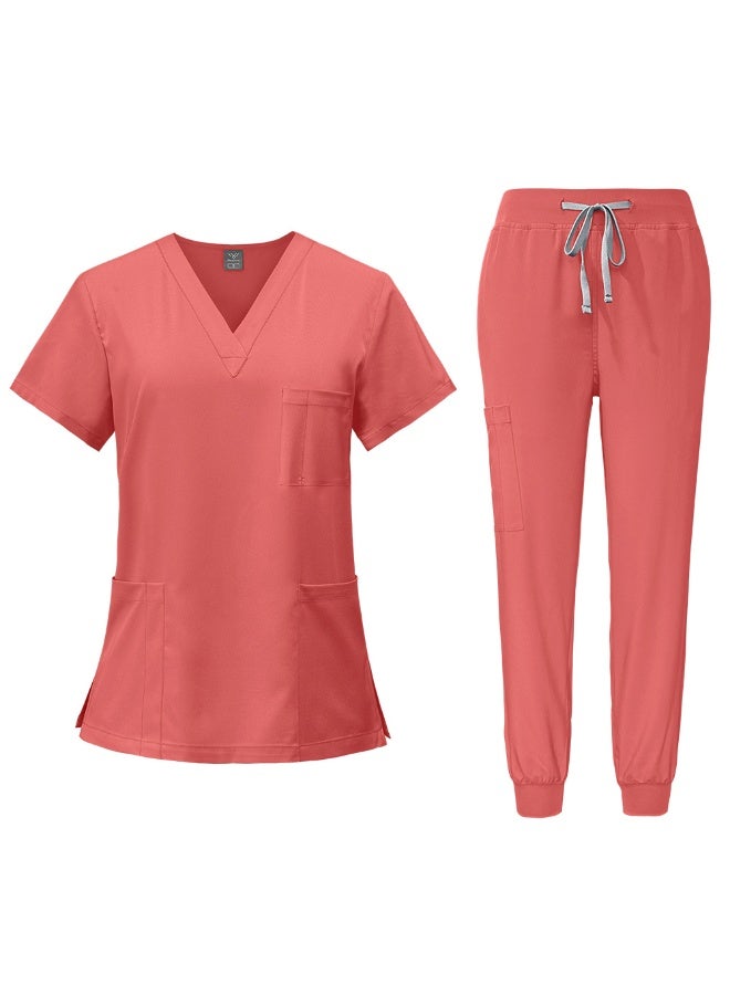 NIBEMINENT Summer Doctor Nurse Uniforms Work Uniforms Beauty SPA Pet Hospital Dental Surgery Hand Wash Gowns Split Suit - Image 1