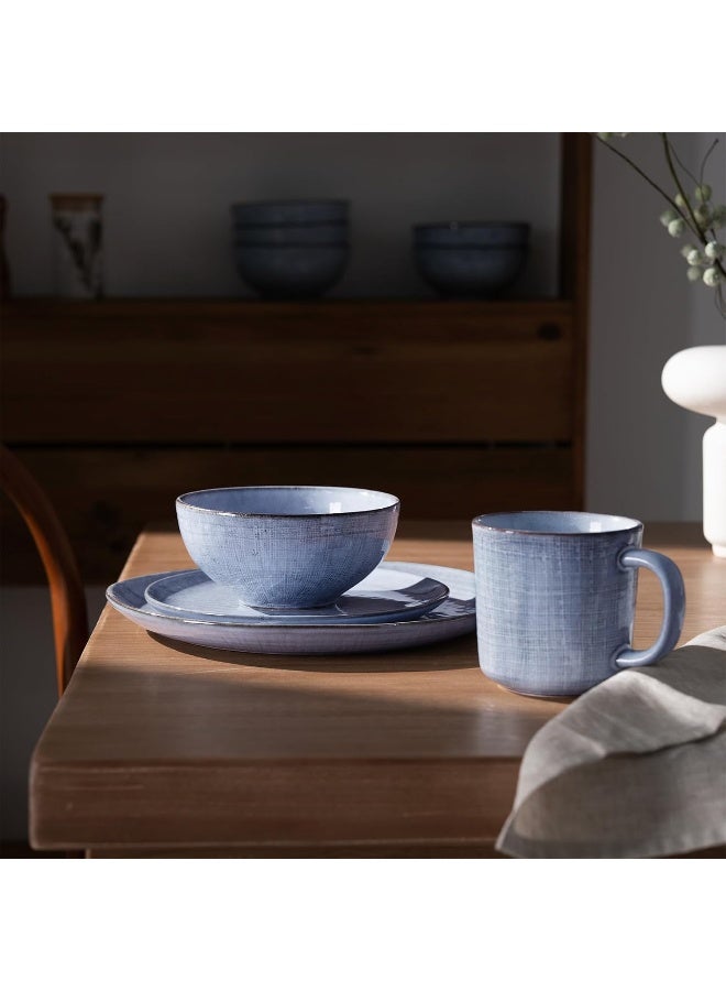 Famiware Moonlight 6 Piece Stoneware Bowls Set with Linen Finish in 5.5 inches, Serving Bowl for Cereal, Soup, Rice, Pasta, Scratch Resistant, Microwave & Dishwasher Safe, Blue  - Image 2