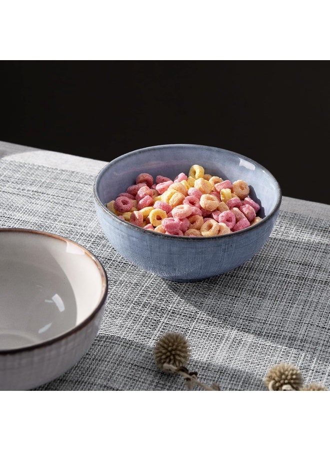 Famiware Moonlight 6 Piece Stoneware Bowls Set with Linen Finish in 5.5 inches, Serving Bowl for Cereal, Soup, Rice, Pasta, Scratch Resistant, Microwave & Dishwasher Safe, Blue  - Image 3