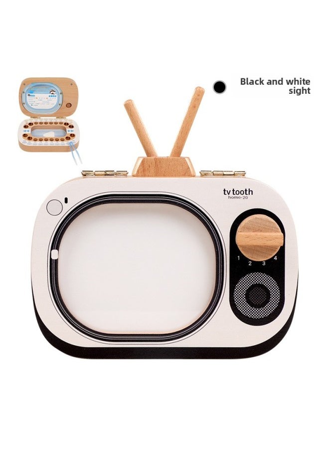 Generic Children's Deciduous Teeth Souvenir Box Beech Girl Boy Creative Collection Box Photo Frame Baby Teeth Storage Box Wholesale-Color:Black And White Vision Baby Tooth Box  - Image 1