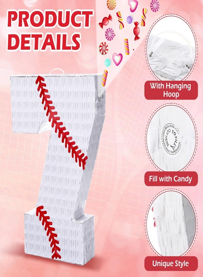 Poen بينياتا بوين للبيسبول مع عصابة للعينين، عصا، قصاصات ورق ملونة، بينياتا رياضية للأطفال، لوازم تزيين حفلات أعياد الميلاد ذات طابع البيسبول، 15 × 11 × 2.76 بوصة (رقم 7) - Image 3