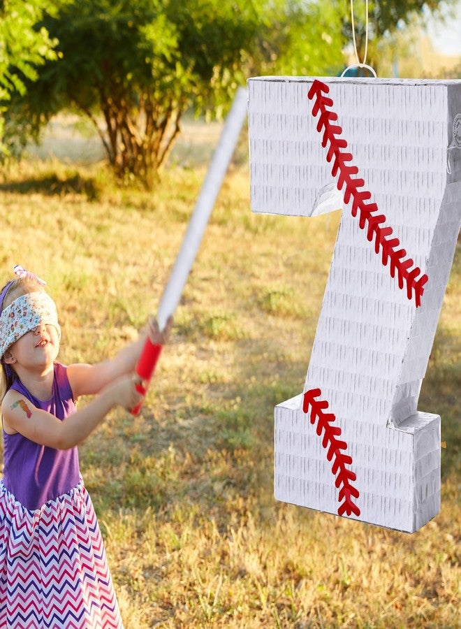 Poen بينياتا بوين للبيسبول مع عصابة للعينين، عصا، قصاصات ورق ملونة، بينياتا رياضية للأطفال، لوازم تزيين حفلات أعياد الميلاد ذات طابع البيسبول، 15 × 11 × 2.76 بوصة (رقم 7) - Image 5