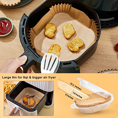 ctizne Disposable Air Fryer Paper Liners: 100Pcs 9 In Large Square Non Stick Parchment, Air Fryer Basket Liner for 8Qt - 12Qt Airfryer - Image 3