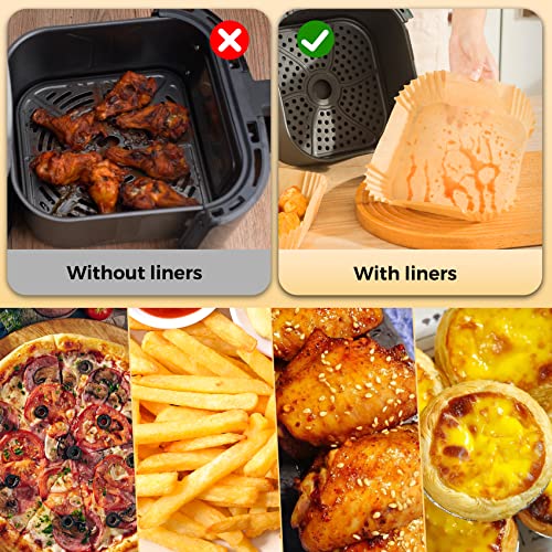 ctizne Disposable Air Fryer Paper Liners: 100Pcs 9 In Large Square Non Stick Parchment, Air Fryer Basket Liner for 8Qt - 12Qt Airfryer - Image 5