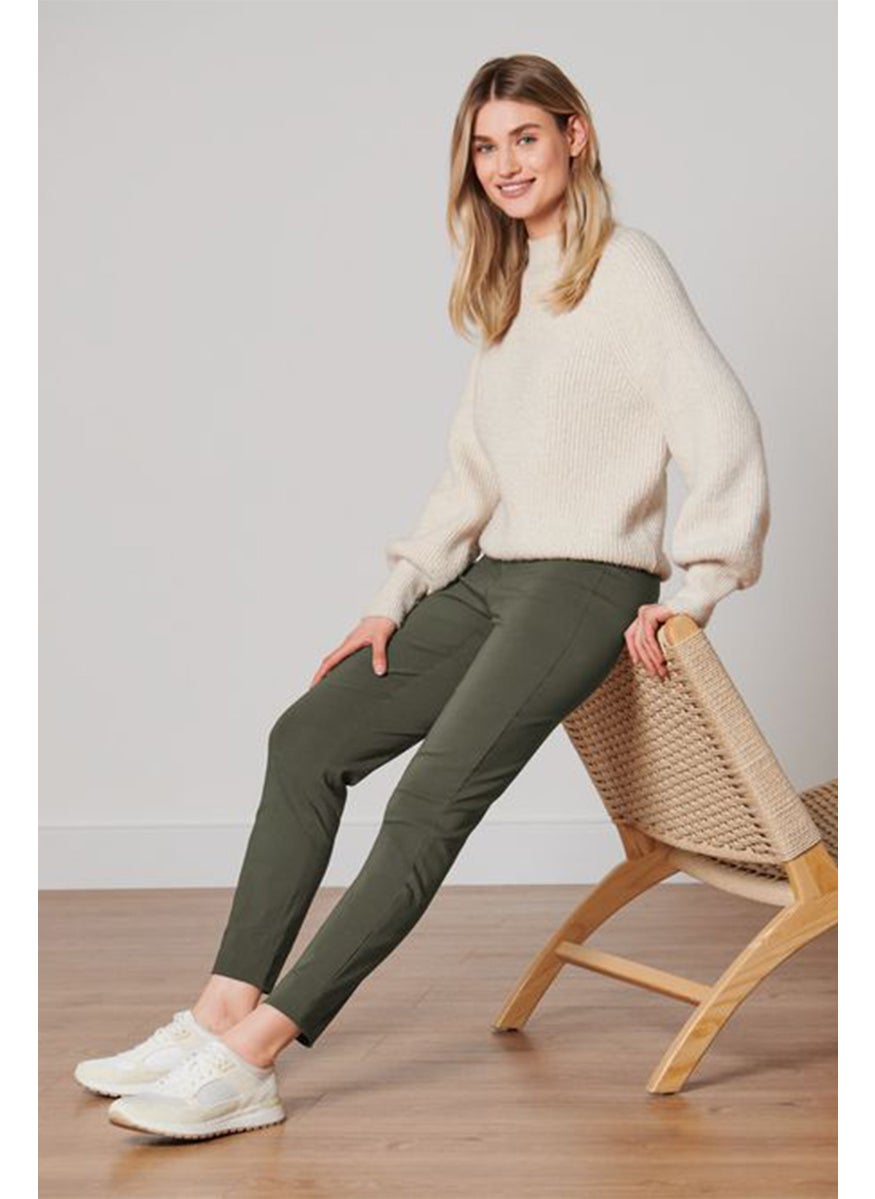 Tchibo Women Plain Capri Pants, Olive  - Image 1