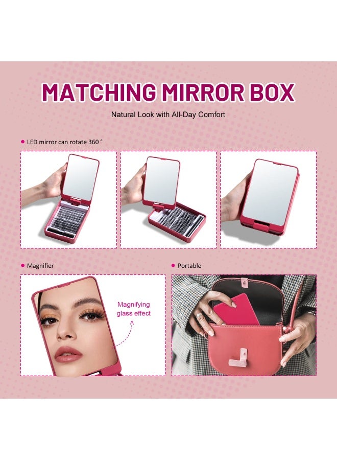 BS مول مجموعة رموش، 10 أزواج من ملاقط الرموش، مجموعة تمديد الرموش، حامل رموش مكياج، مجموعة علبة مرآة - Image 2