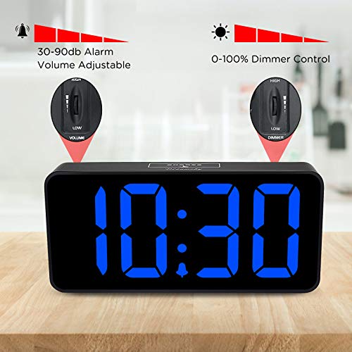 DreamSky Large Digital Alarm Clock Big Numbers for Seniors & Visually Impaired, 9 Inches Electric Clocks for Bedroom, Jumbo Display Fully Dimmable Brightness, USB Ports, Adjustable Alarm Volume - Image 4