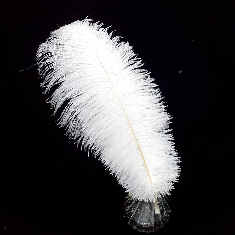 Happy Feather 16-18 inch White Ostrich Feathers Craft for Wedding Party Centerpieces Home Decoration DIY Craft Pack of 20 - Image 1