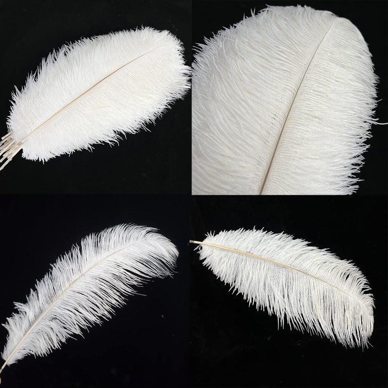 Happy Feather 16-18 inch White Ostrich Feathers Craft for Wedding Party Centerpieces Home Decoration DIY Craft Pack of 20 - Image 5