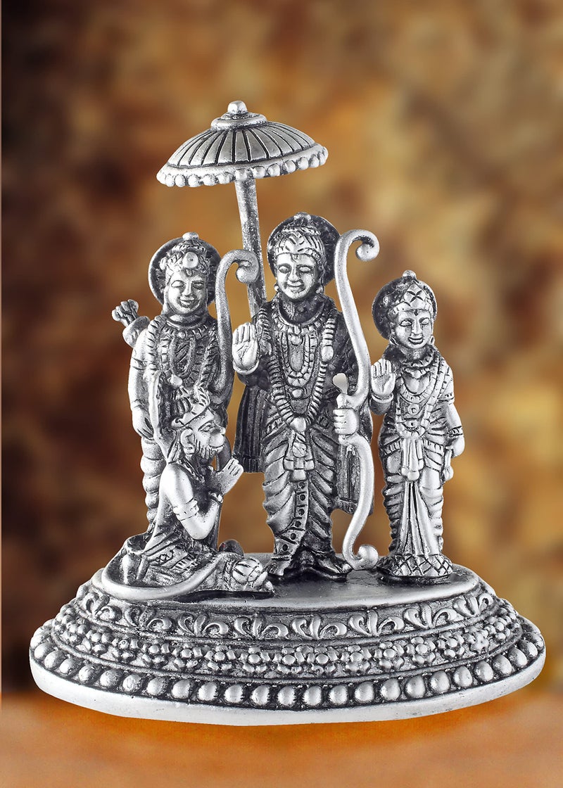 PRD CARATCAFE Ram Darbar Idol Solid Silver 925 Statue for Car Dash Board & Home Pooja Antique Look 6 x 5.5 Cm Approx - Image 2