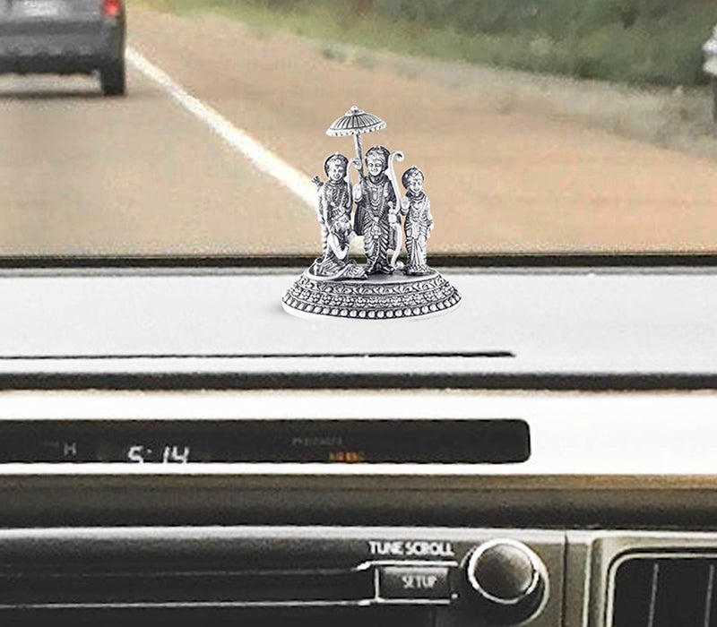 PRD CARATCAFE Ram Darbar Idol Solid Silver 925 Statue for Car Dash Board & Home Pooja Antique Look 6 x 5.5 Cm Approx - Image 4