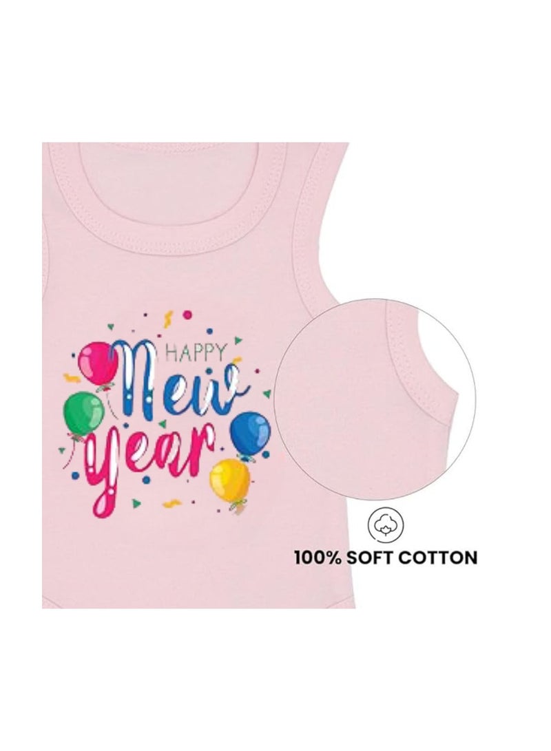 PRINTSHOP4ME Happy New Year Baby Romper-Sleeve Less-Unisex Soft Cotton Baby Bodysuit For New Year-Gift For Newborn Baby And Toddlers-Baby's New Year's Outfit  - Image 3