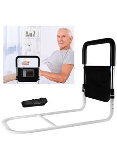 KIIUMI Bed Rails for Elderly Adults Safety,  Adjustable Bed Assist Rail for Seniors, Stable Bed Side Rails Handle Support Bar Bed Guard Rails with Storage Bag & Fixing Strap, White and Black  - Image 1