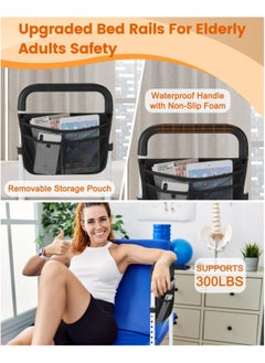 KIIUMI Bed Rails for Elderly Adults Safety,  Adjustable Bed Assist Rail for Seniors, Stable Bed Side Rails Handle Support Bar Bed Guard Rails with Storage Bag & Fixing Strap, White and Black  - Image 4