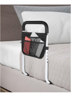 KIIUMI Bed Rails for Elderly Adults Safety,  Adjustable Bed Assist Rail for Seniors, Stable Bed Side Rails Handle Support Bar Bed Guard Rails with Storage Bag & Fixing Strap, White and Black  - Image 2