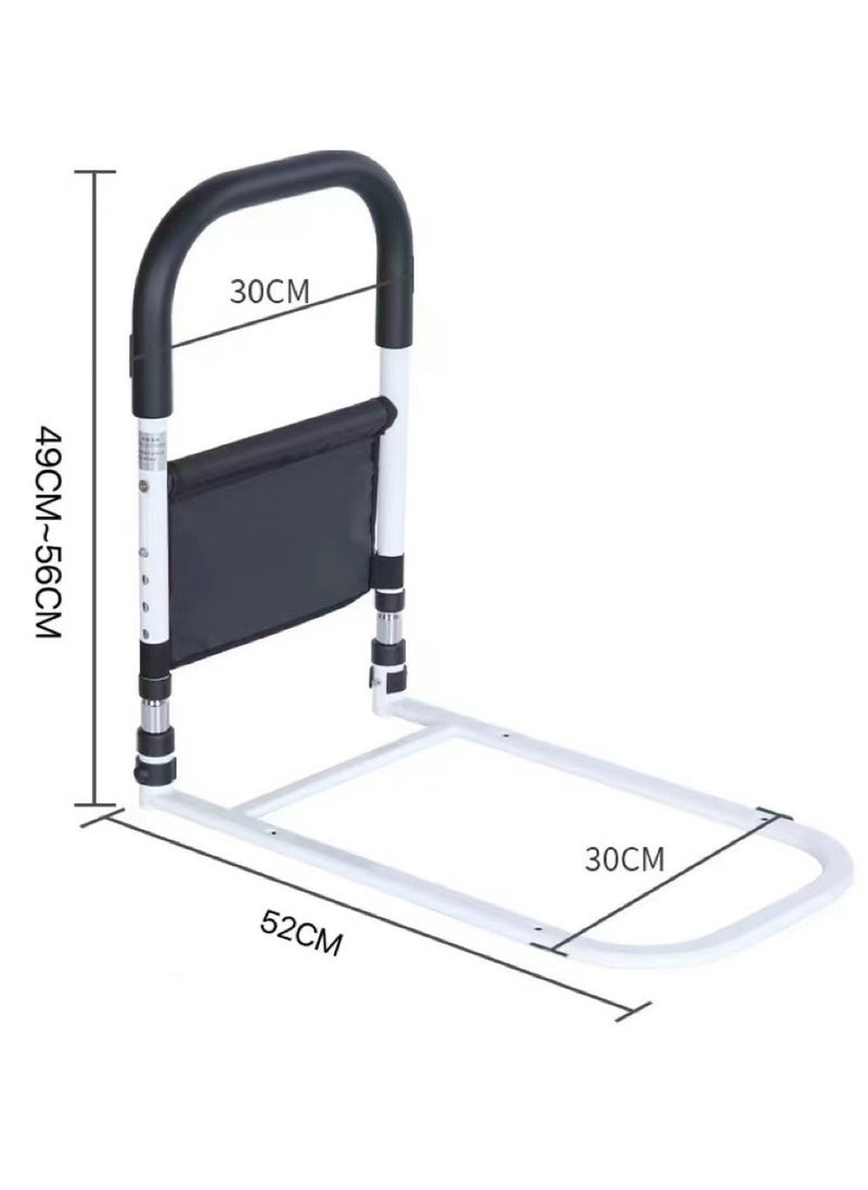 KIIUMI - Bed Rails for Elderly Adults Safety,  Adjustable Bed Assist Rail for Seniors, Stable Bed Side Rails Handle Support Bar Bed Guard Rails with Storage Bag & Fixing Strap, White and Black - Image 1