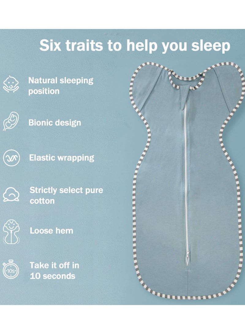 joybuy Baby Sleep Sack Newborn Swaddle Wrap with Arms 2-Way Zipper Size S 60x35cm Blue Suitable for 3-9 Months Baby Everyday Sleepwear and Nursery Use - Image 4