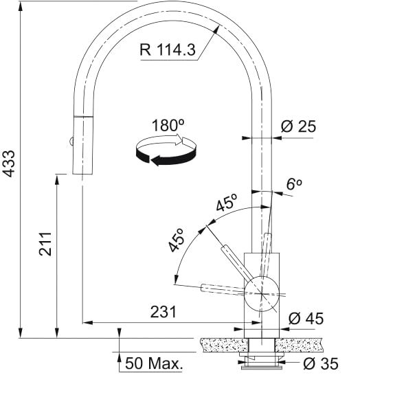 franke صنبور حوض مطبخ فرانك SS بتشطيب كروم تصميم أنيق مقاوم للتآكل مضاد للخدش سهل التنظيف مقاوم للأحماض ضمان 5 سنوات متانة SUS304 SS فرانك RMD 891 نوفارا بلس بخاخ علوي - Image 2