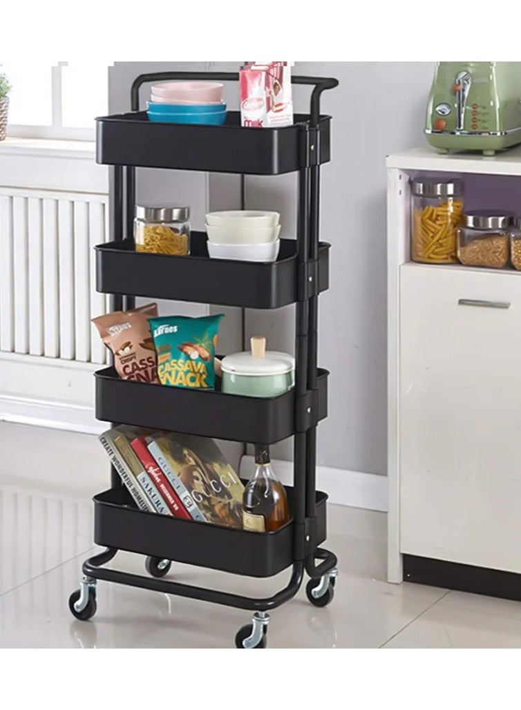 DubaiGallery Storage Trolley Rolling Cart Utility Cart 4 Tier Metal Rolling Cart Utility Cart Shelves Storage Trolley With Wheel Kitchen Storage Cart Kitchen Storage Cart Rolling Storage Cart - Image 3