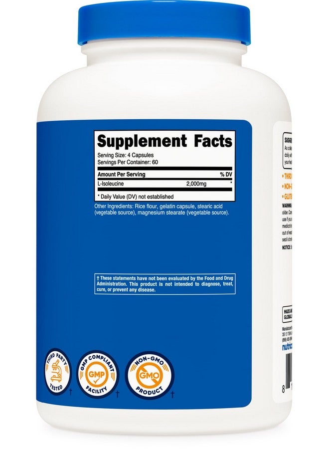 Nutricost L-Isoleucine 2000mg Per Serving, 240 Capsules (60 Servings) - Image 5