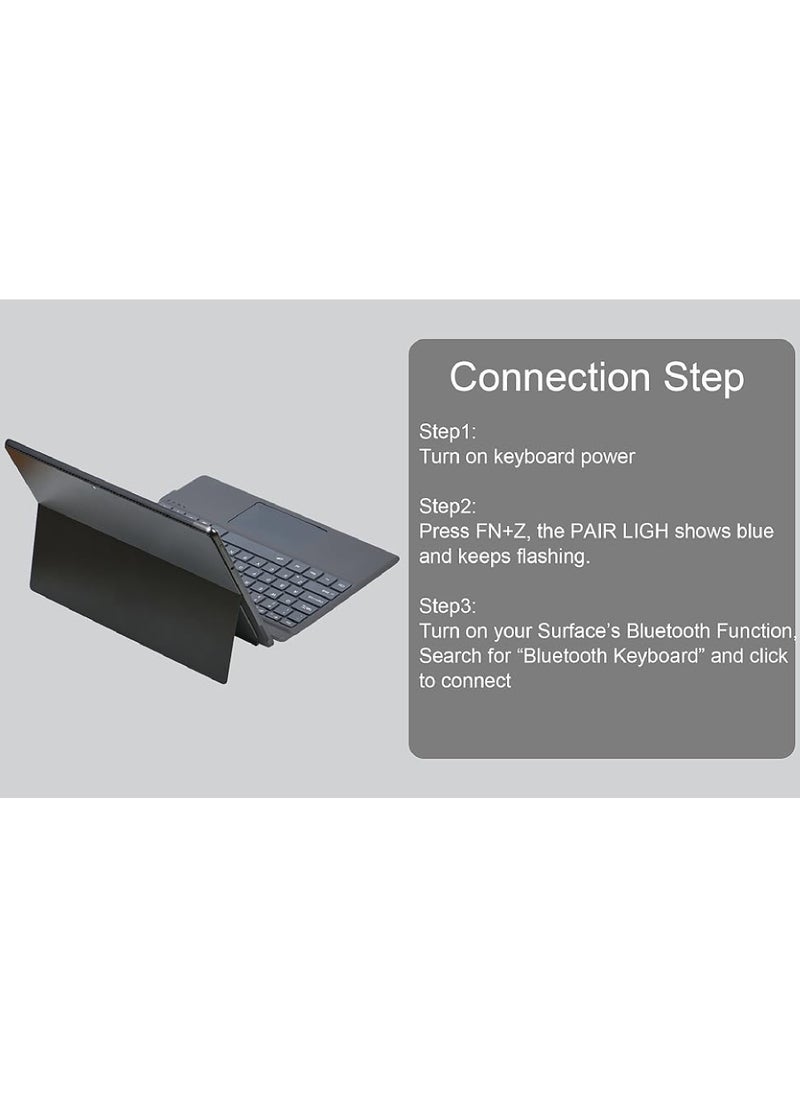 Rock Pow - Arabic Wireless Keyboard Type Cover Trackpad For Microsoft Surface Pro 9/Pro 8/Pro X/Pro 10/Pro 11 13 Inch,Bluetooth 5.0 Wireless 7-Color Backlit Surface Pro 11/10/9/8/X with Pencil Holder - Image 1