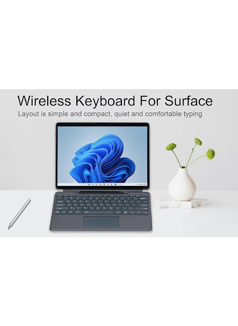 Rock Pow - Arabic Wireless Keyboard Type Cover Trackpad For Microsoft Surface Pro 9/Pro 8/Pro X/Pro 10/Pro 11 13 Inch,Bluetooth 5.0 Wireless 7-Color Backlit Surface Pro 11/10/9/8/X with Pencil Holder - Image 1