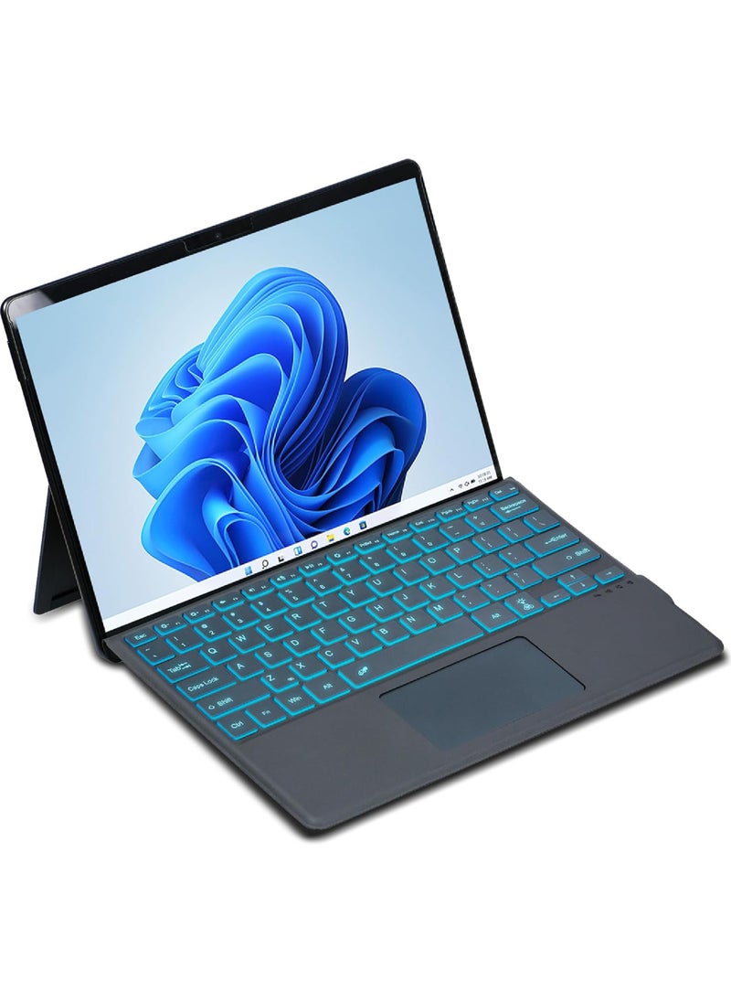 Rock Pow - Arabic Wireless Keyboard Type Cover Trackpad For Microsoft Surface Pro 9/Pro 8/Pro X/Pro 10/Pro 11 13 Inch,Bluetooth 5.0 Wireless 7-Color Backlit Surface Pro 11/10/9/8/X with Pencil Holder - Image 1