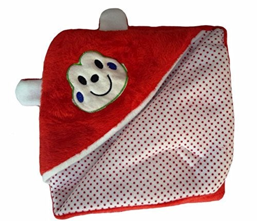 Brandonn BRANDONN Newborn Combo of Furry Glacier Hooded Smily Baby Blanket and Premium Glacier Hooded Baby Wrapper(Pack of 2, RED) - Image 4