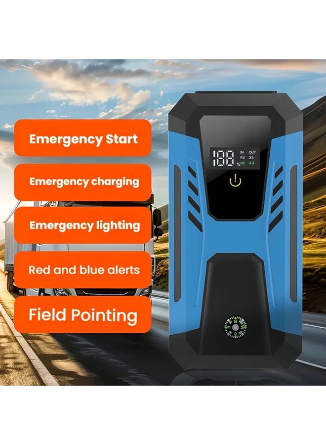 جهاز بدء تشغيل الطوارئ للسيارة الزرقاء، بنك طاقة محمول، شاحن خارجي، مساعدة على الطريق - Image 2
