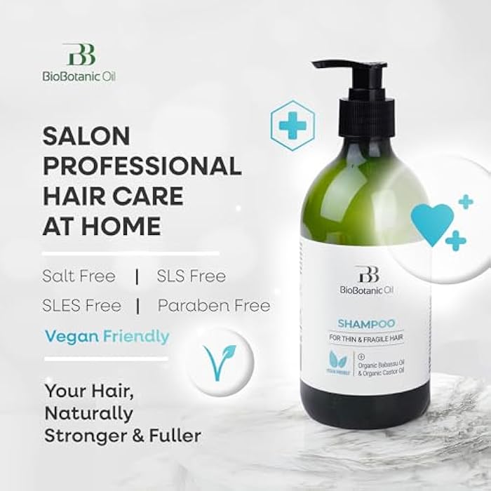 Bio Botanic Oil Shampoo for Thin, Sparse & Brittle Hair | Strengthens & Thickens | Organic Castor & Babassu Oils | SLS-Free, Paraben-Free, Hydrating & Revitalizing | 500ml - Image 5