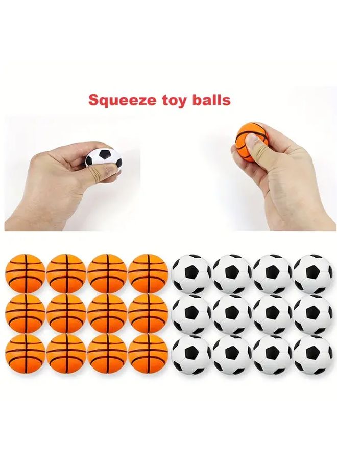 24 Pcs PU Foam Sports Balls 12 Basketball 12 Football Hand Exercise Squeeze Toys - Image 2