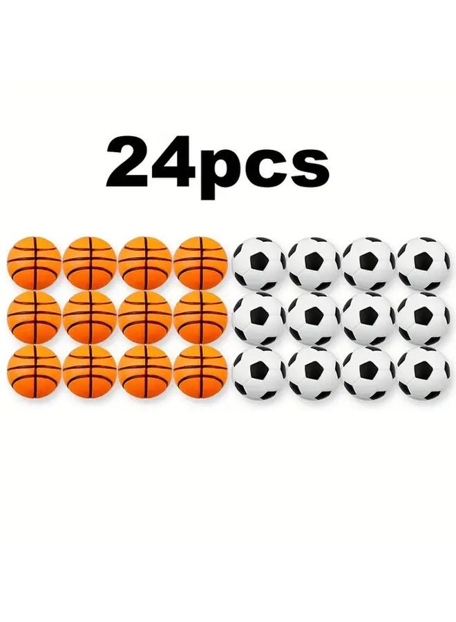 24 Pcs PU Foam Sports Balls 12 Basketball 12 Football Hand Exercise Squeeze Toys - Image 1