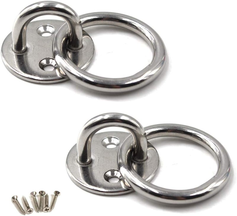 Flomore M8 Ceiling Hook Pad Eye Plate 304 Stainless Steel Wall Mount Hook Heavy Duty for Hanging (Pack of 2,Screws Included) - Image 1