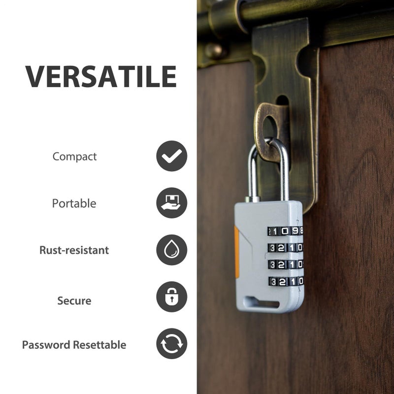 Gray Resettable 4 Digit Number Lock For Backpacks Suitcases Storage Boxes And Personal Gear Solid Metal Housing Moisture Blocking Design - Image 5
