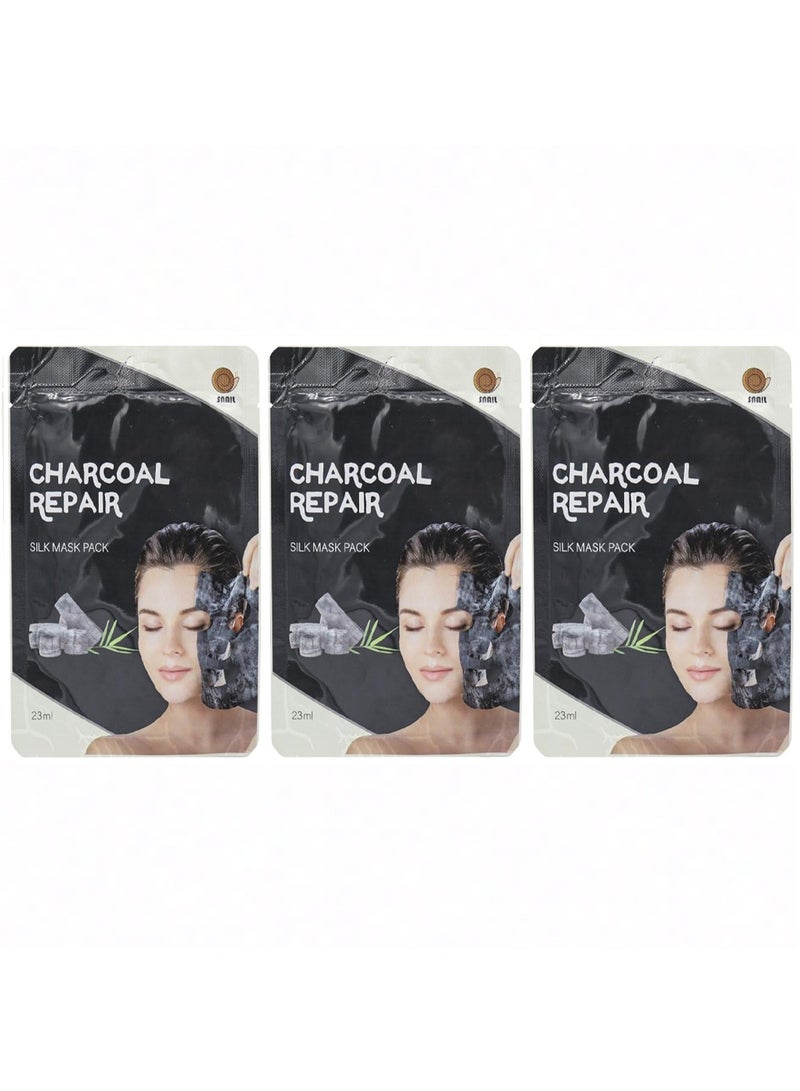 سنايل ماسك الفحم الحريري الكوري لتنعيم البشرة 5 قطع 23*5مل - Image 2