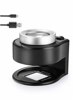 60x Coin Magnifier, Rechargeable Portable USB 6 Lights Metal UV Magnifying with Ptical Glass Lens Scale for Jewelry, Textile, Gems, Stamps, Coins and Plants