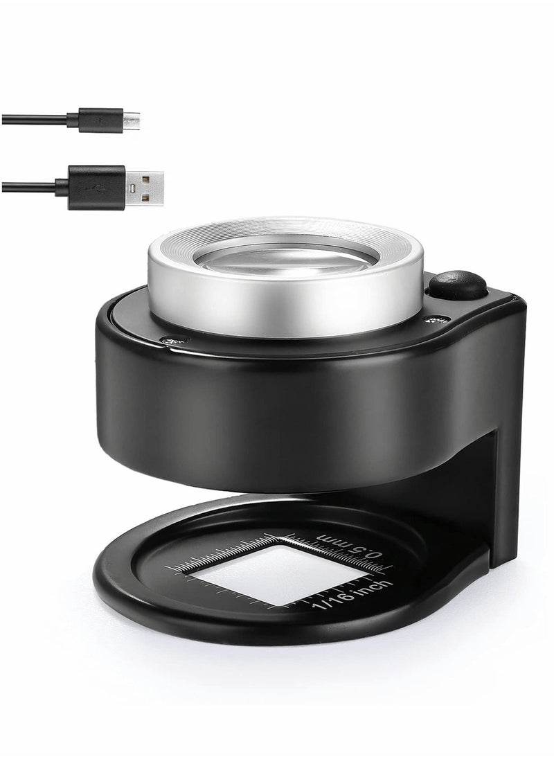 SYOSI - 60x Coin Magnifier, Rechargeable Portable USB 6 Lights Metal UV Magnifying with Ptical Glass Lens Scale for Jewelry, Textile, Gems, Stamps, Coins and Plants - Image 1