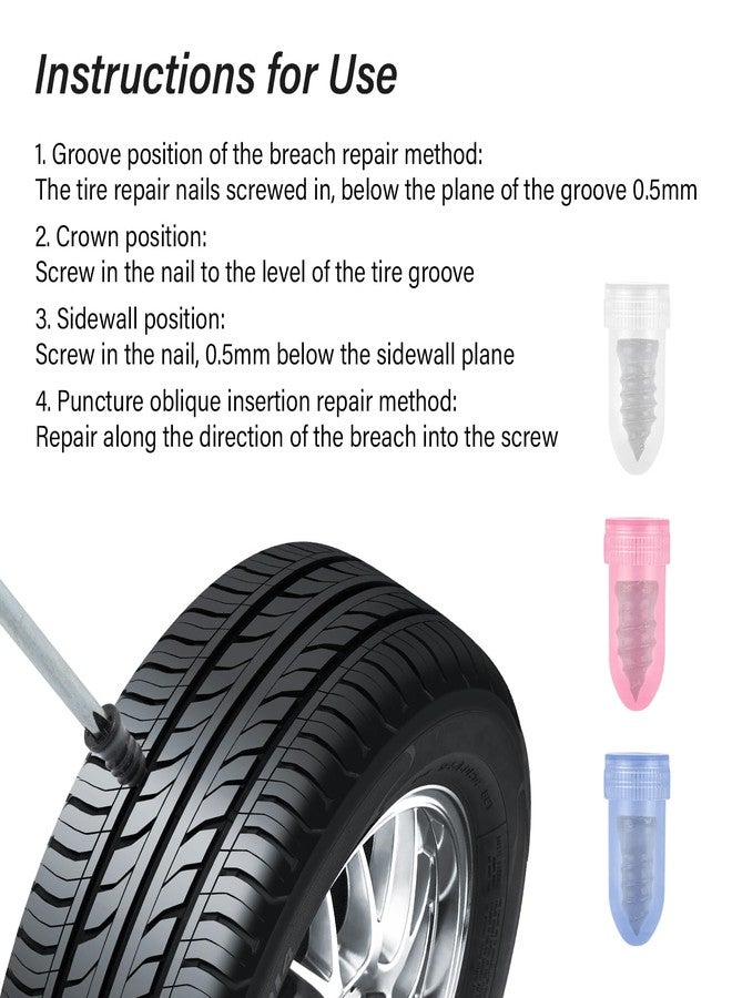 Figpade Pack of 90 Tire Repair Kit with Plugs,Self-Service Tire Repair Plugs with Screwdriver for Tire Puncture Repair,3 Size Screw in Tire Plugs Flat Tire Repair Kit for Most Cars - Image 5